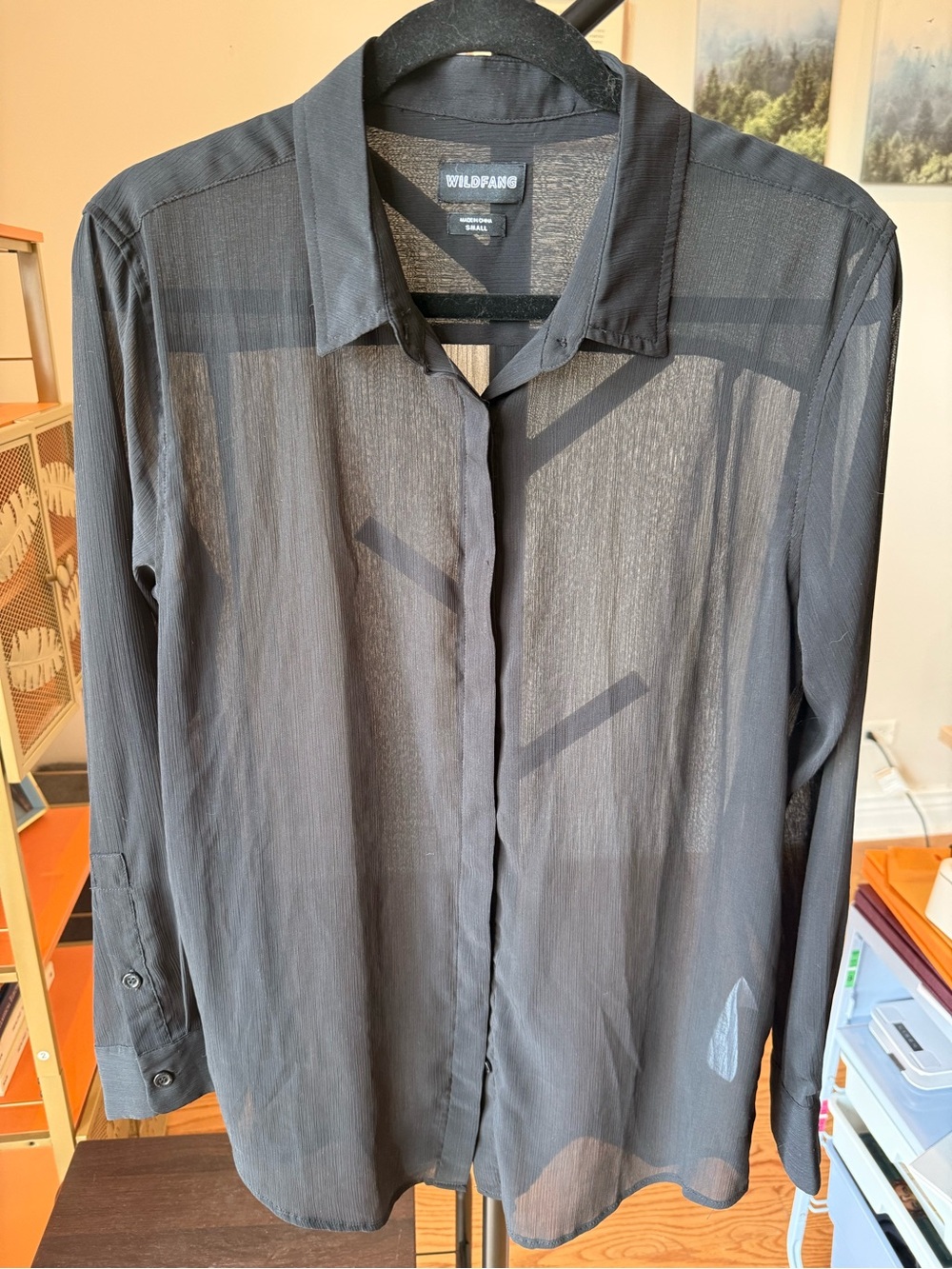 Wildfang Black Sheer Button-Front Shirt Jacket